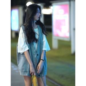 Gilet décontracté pour femme Hiromi, automne-hiver 2025, style coréen, polyvalent, ample, denim uni, noir, bleu, longueur moyenne - Product Image 4