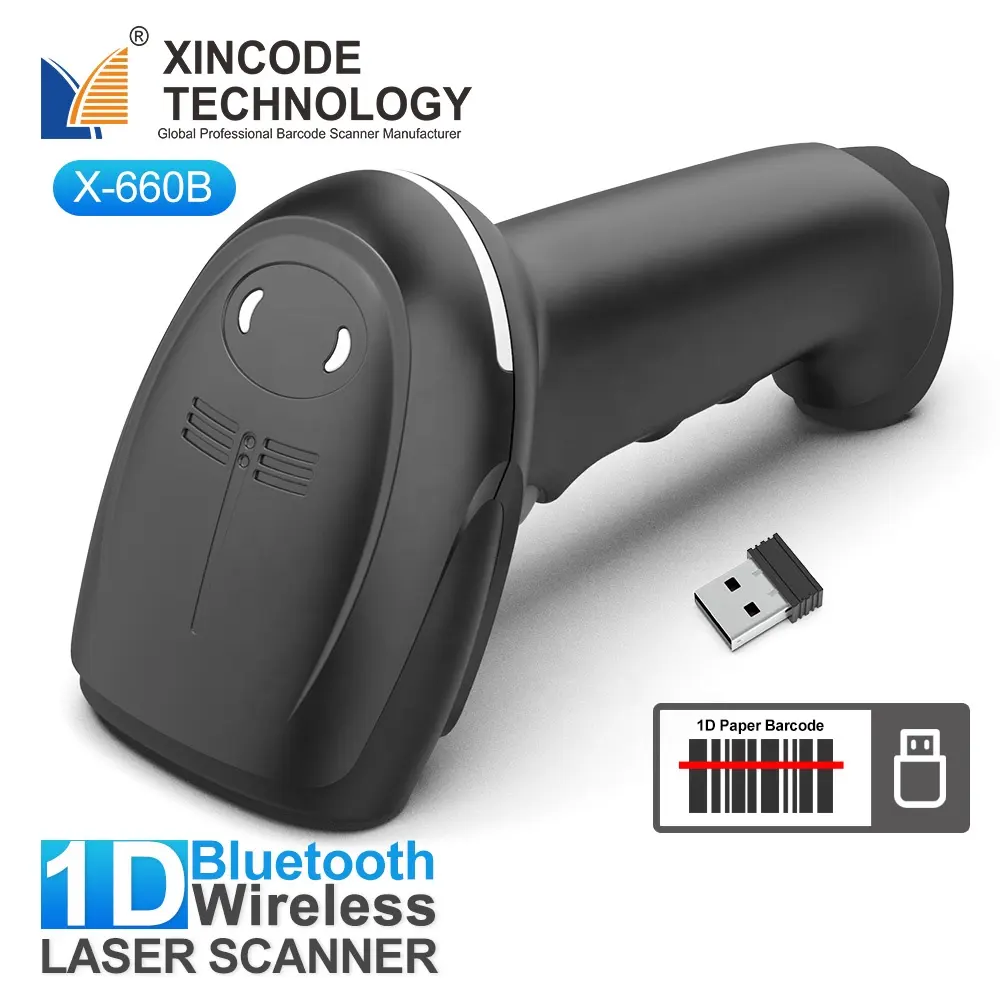 Xincode-escáner de código de barras 1D de alto rendimiento, lector de código de barras inalámbrico con cable, diente azul, para supermercado y X-660B