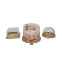 Boîte d'emballage dorée pour pâtisserie, fournitures de fête, boîte à muffins, cupcakes, tranches de gâteau, boîte à dessert individuelle en plastique avec couvercle transparent pour pâtisserie à domicile