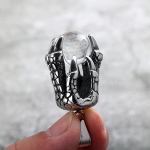 <b>Dragon</b> Claw Pendant Necklace Stainless Steel Red Crystal <b>Ball</b> Asymmetry Design For Men Women Gift Jewelry - Product Image 3