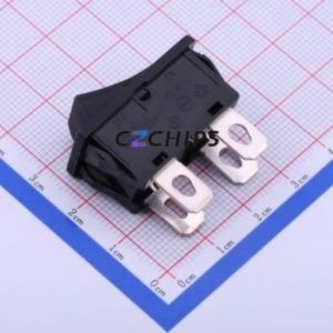 SDDJF30100 Rocker Switch Through hole Component (THT) Switch Concave Bend Solder Tab Black 16A - Product Image 1
