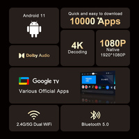 Projecteur Google TV officiel sous licence GTV 4K Smart Auto Focus 4D Keystone Double WiFi Bluetooth 5.0 Certifié Netflix Home Cinéma