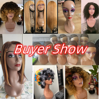 Tête de Mannequin Femme Afro-Américaine en PVC avec Épaules, Support pour Présentation de Bijoux et Perruques
