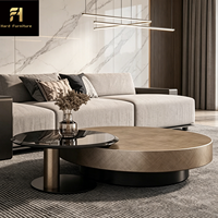 Ensemble de tables basses gigognes rondes en acier inoxydable doré, style luxe léger italien, haute qualité, pour salon et appartement