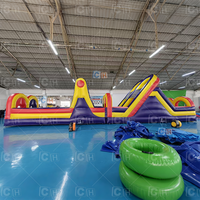 Parcours d'obstacles gonflable avec toboggan et filet de sécurité, château gonflable pour la Journée des sports scolaires et les événements de carnaval