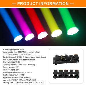 XLIGHTING 5X120W Moving Head Light pour DJ, scène, bar et boîte <span class=keywords><strong>de</strong></span> <span class=keywords><strong>nuit</strong></span> avec contrôle DMX, zoom, faisceau, ouverture, LED RGBW - Product Image 4