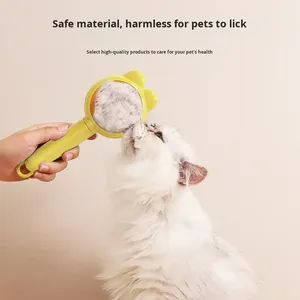 うさぎ耳型PPセルフクリーニングマッサージコームブラシ 猫と犬用グルーミングツール - Product Image 4