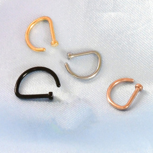 Unisex D Shape Punk Style <b>Nose</b> <b>Ring</b> Copper 10 Mm Internally Threaded Gold Plated Black <b>Silver</b> <b>Nose</b> Hoop Body Jewelry for Party - Product Image 3