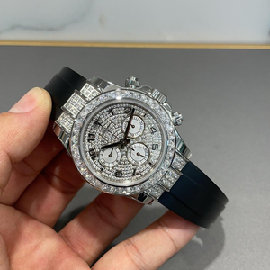 Montres mécaniques 40 mm automatiques en métal doré avec lunette sertie de diamants, cadran motif tigre, date, montre de luxe pour homme en <span class=keywords><strong>or</strong></span> blanc - Product Image 2