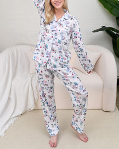 Nuovo pigiama 100% a manica lunga in cotone biologico da donna con stampa personalizzata da donna - Product Image 2