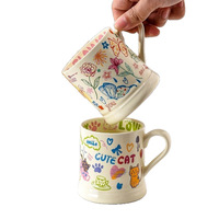 Mug Graffiti Mignon de Haute Qualité, Tasse à Café Dessin Animé Résistante aux Hautes Températures, Mug Artistique pour Cadeau d'Anniversaire ou Souvenir