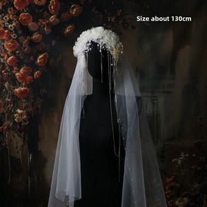 Telo da sposa in pizzo retrò francese fatto a mano foresta con perline petalo per spose nuovi accessori per abiti da sposa - Product Image 6