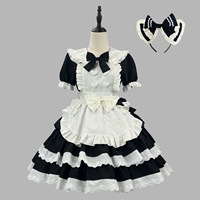 Costume de cosplay de demoiselle d'honneur d'anime japonais pour femmes, robe mignonne pour Halloween, maquillage, déguisement, ensemble uniforme, costume Lolita avec grand nœud