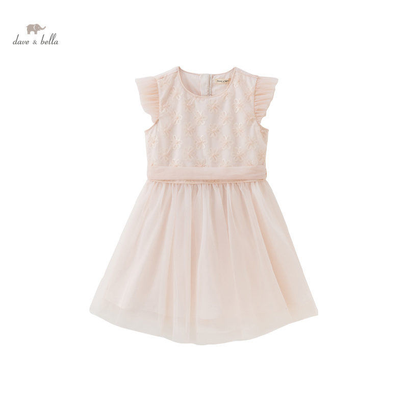 dave bella baby party dress Dave&Bella Toddler Girls Summer Noble Flower Embroidery Mesh Princess Dress