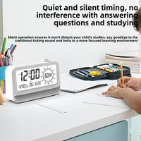 Luz nocturna integrada, termómetro, reloj despertador electrónico con cuenta atrás, temporizador visual, gestión del tiempo para estudiantes, moderno y minimalista