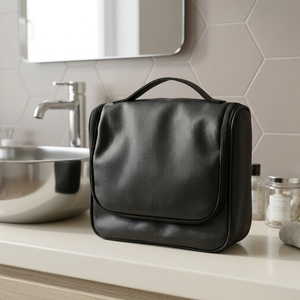 Large Travel Toiletry Bag Portable Inside Pvc <strong>Pouch</strong> 2pcs Kit <strong>Vanity</strong> Bag Leather Wash Bag for Men - Product Image 2