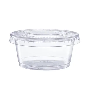 Disposable takeaway plastic small 1oz 4oz souffle portion cups condiments dipping sauce cups with lids