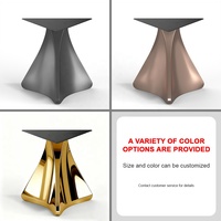Piédestal large pieds en acier inoxydable laiton bronze couleur édition base de table triangulaire pour grand dessus de table à manger en verre de luxe