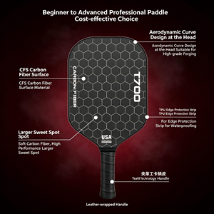 Pala de Pickleball de Fibra de Carbono de Cuerpo Ancho para un Punto Dulce Amplio y Consistencia - Product Image 5