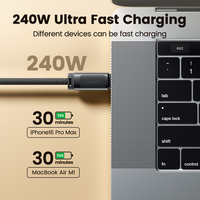 Toocki Magnetic 240W Cable de carga PD3.1 Carga rápida USB C Cable con EMarker Chip Tangle Free Design para iPhone Android