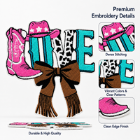 Patchs thermocollants personnalisés en chenille, brodés, motif 'LOVE', style Coquette, Cowboy, Cowgirl, Chapeau, Bottes, grande taille, pour veste