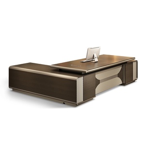 Luxury Modern Design L-Shaped Executive Office <b>Desk</b> with Ergonomic Commercial Leather Manager Chairman CEO Chair for Home Use - Product Image 5