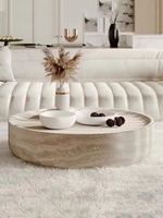Table basse moderne italienne en travertin Tables basses rondes Meubles de salon Table basse en pierre de marbre