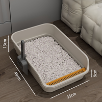 Bac à litière rectangulaire LoopTime Extea PP pour chat, côtés hauts, entrée basse, facile à nettoyer, anti-éclaboussures, grande capacité, utilisation en intérieur