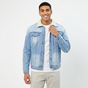 Wholesale <b>Custom</b> Logo Blue Jean <b>Jackets</b> Plain Men Cotton Jeans <b>Denim</b> <b>Jacket</b> - Product Image 1