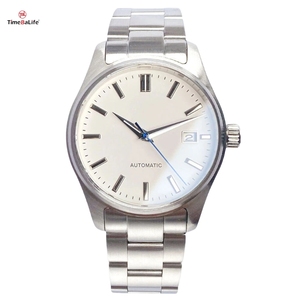 Montre mécanique pour homme ODM/ODM 39 mm, cadran blanc <span class=keywords><strong>GS</strong></span>, aiguille bleue, étanche 50 m, bracelet en cuir, montres classiques pour affaires - Product Image 6