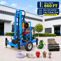 Petite foreuse portable diesel pour puits d’eau 200m boue et air mini machine hydraulique de forage pour l’eau CE