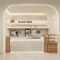 Comptoir de bar à café multi-matériaux CIRI, mobilier de magasin personnalisé, éco-responsable, éclairé par LED, pour restaurant, hôtel, hall d'entrée, café