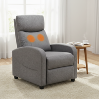 Fauteuil inclinable moderne pour salon, dossier réglable avec repose-pieds, revêtement en lin gris doux, fauteuil confortable pour la maison
