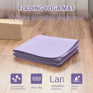 Sansd TPE pliant Yoga voyage Pilates tapis pliable Portable épaississement 8mm <span class=keywords><strong>gymnastique</strong></span> Fitness pliable TPE tapis de Yoga - Product Image 3