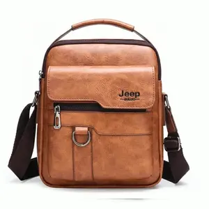 Men's Messenger Bag Fashion Leather Crossbody Bag Vintage Waterproof PU Leather Handbag Mobile Phone Bag