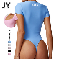 JY Danse Sports Fitness Façonner Ras Du Cou À Manches Courtes Rue Bodys Femmes Ventre Contrôle Costume Vêtements Une Pièce