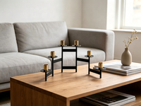 Candélabre pliable en métal à 6 bras, noir et or, porte-bougie conique, petit volume d'emballage, décoration de centre de table pour mariage, maison, fête