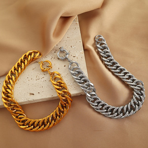 Unisex Zinc Alloy Chain <b>Bracelets</b> And Necklaces <b>Set</b> Gold Silver Tone Hip Hop Style Fashion Jewelry For Men Women - Product Image 2