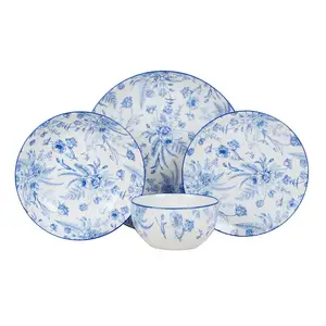 2021 12 pieces 16-piece white glaze modern simple hd luxury porcelain cute pattern new design dinnerware set