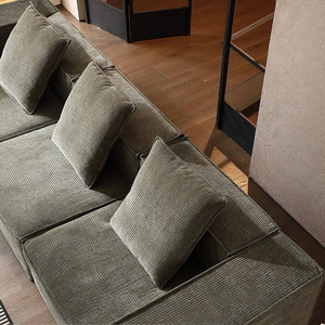 Modern Fabric Modular Sectional <b>Sofa</b> Three Seat <b>Pillow</b> Back Straight Arm Living Room Furniture - Product Image 5