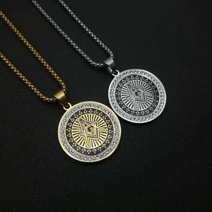สร้อยคอจี้สไตล์ฮิปฮอป ทำจากสแตนเลส 316 ลายฟรีเมสัน ประดับด้วยเพชรทรงกลม ดีไซน์รูปดาวเรขาคณิต สำหรับผู้ชาย - Product Image 5