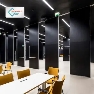 Schwarze Melamin platte Moderne ultra hohe Besprechung sraum Büro bedienbare Trennwand Schall dichte Konferenz raum Bewegliche Trennwand