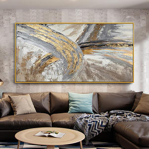 Decorazione Casa Personalizzata, Dipinto a Olio su Tela Astratto con Foglia d'Oro 100% Dipinto a Mano, Grande Formato, Arte Moderna da Parete - Product Image 4