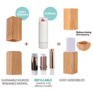 Tubos de pintalabios recargables Envase de contenedores Respetuoso con el medio ambiente Lujo Sostenible Compostable Reciclable Vacío Tubo de bálsamo <span class=keywords><strong>labial</strong></span> de Bambú - Product Image 2