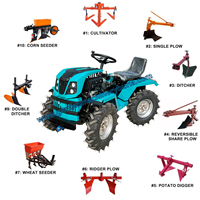 Mini tracteur agricole 4x4 18HP avec moteur Kubota, boîte de vitesses et transmission par engrenages, pas cher