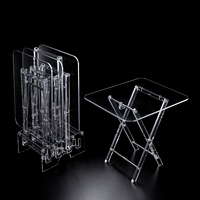 Table basse pliante élégante à prix compétitif, plateau pliable en acrylique transparent avec bordure dorée
