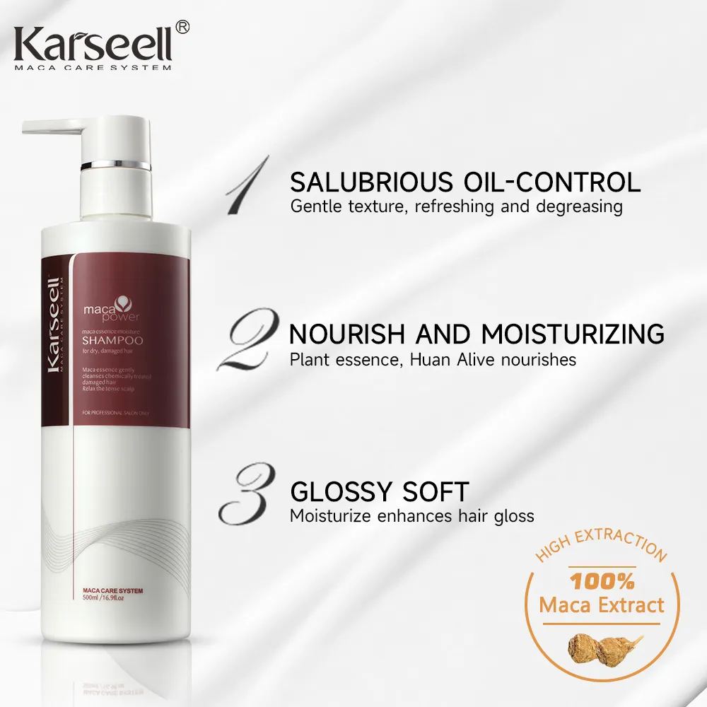 Восстанавливающий Гладкий увлажняющий для всех типов волос Karseell Maca натуральный органический шампунь для волос ODM/OEM