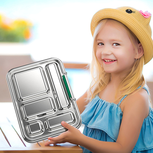 Boîte à lunch Aohea de haute qualité en acier inoxydable 304, récipient alimentaire en acier inoxydable, boîte à lunch bento scolaire avec boîte à goûter en silicone - Product Image 1