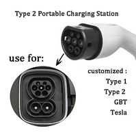 Nouveau chargeur EV portable de type 2, 16A, 3,5KW, prise Schuko, IP67, écran LCD, courant réglable, câble de charge domestique