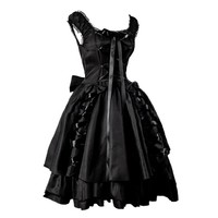 Fabricant chinois Anime robe noire à lacets gothique Lolita déguisement pour Halloween en polyester